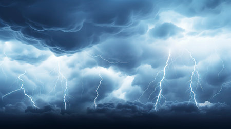 Storm_clouds_with_lightnings_isolated_on_White_Backgroundの素材