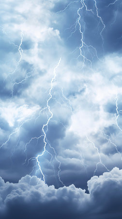 Storm_clouds_with_lightnings_isolated_on_White_Backgroundの素材