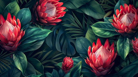 Tropical_Blooming_Pattern_with_Proteaの素材