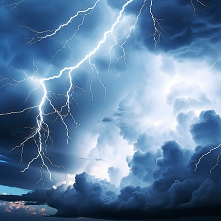 Storm_clouds_with_lightnings_isolated_on_White_Backgroundの素材