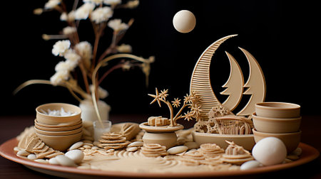 A serene Zen garden with raked sand and stonesの素材