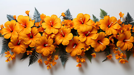 the orange flower garland with leaves on it in the style (2)-gigapixel-low res-scale-2 50x.jpegの素材