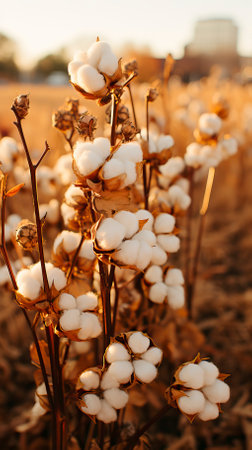 Cotton plant field with mountains and sky in the style of (4)-gigapixel-low res-scale-2 50x.jpegの素材