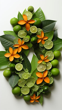 the orange flower garland with leaves on it in the style (36)-gigapixel-low res-scale-2 50x.jpegの素材