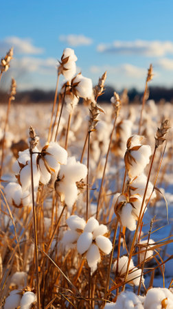 white cotton plant in a field with blue sky wallpaper (47)-gigapixel-low res-scale-2 50x.jpegの素材