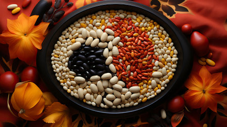 A plate of rice with vegetables. Food Illustrationの素材