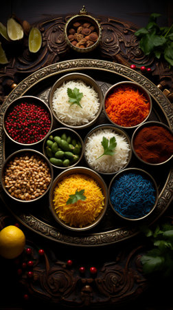 A plate of rice with vegetables. Food Illustrationの素材