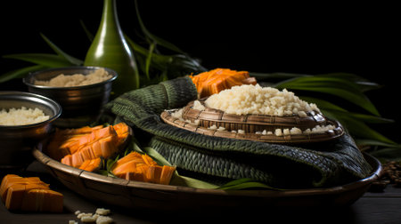 A platter with several different kinds of foods. Food Illustrationの素材