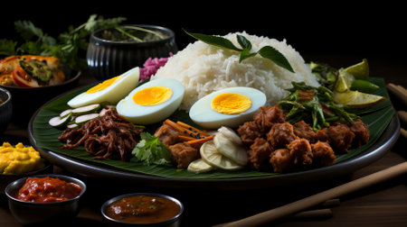 A platter with several different kinds of foods. Food Illustrationの素材