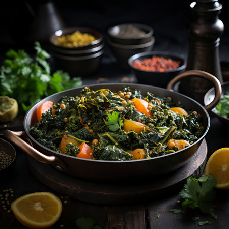 A traditional indian pulao bowl with vegetables and spicesの素材