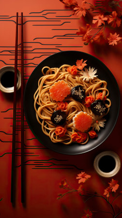 Different food choices are shown in plate with beaufifull decoration. Food Illustrationの素材