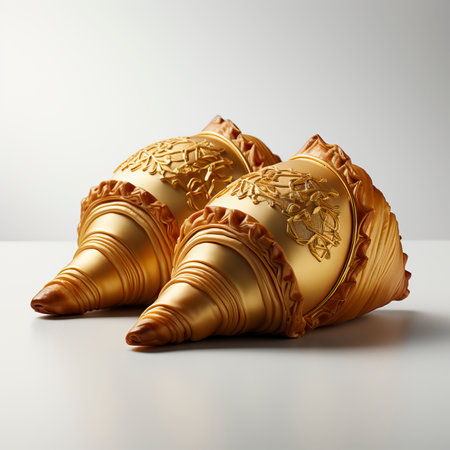 two fortune cookies in profile cut_ and paste gongbi white Background, Chinese Foodの素材