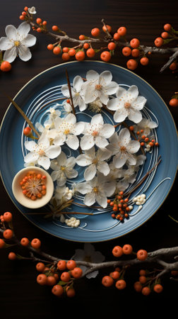 Some chinese dishes on a plate in the style of chinese new yearの素材