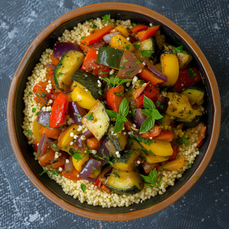 Ratatouille with Herbed Couscous. Food Illustrationの素材