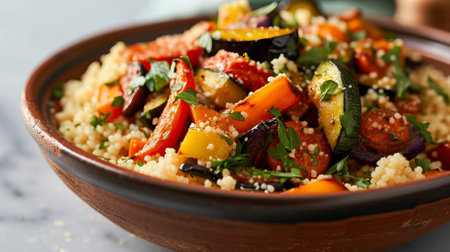 Ratatouille with Herbed Couscous. Food Illustrationの素材