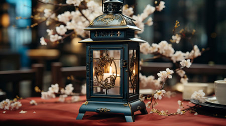 fried eggs and lantern on the table in the style.. Food Illustrationの素材