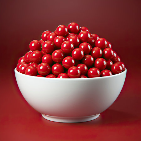 white cake in red bowl red lantern in the style of luminous. chinese Foodの素材