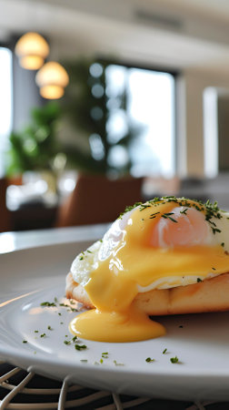 Eggs Benedict with a modern and sophisticated touch.  Food Imageの素材