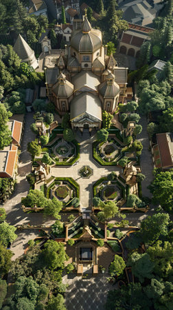 New Style Church complex from Birds eyesの素材