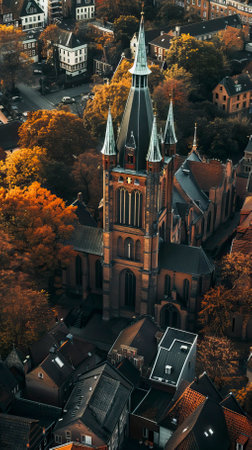 Old Style Church complex from Birds eyesの素材