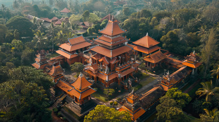 Ancient Style Tample complex from Birds eyes ,Hindu Tample, Prayer hallの素材