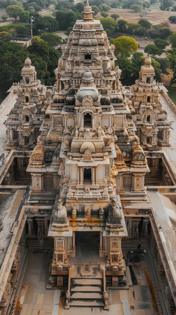Ancient Style Tample complex from Birds eyes ,Hindu Tample, Prayer hallの素材