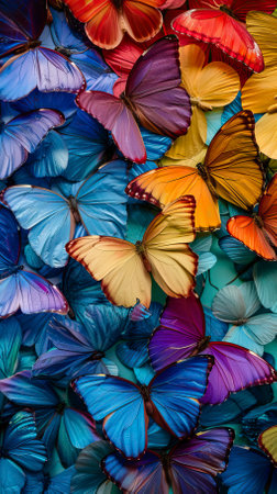 Multicolored background made of butterflies. Colorful background of butterflies.のイラスト素材
