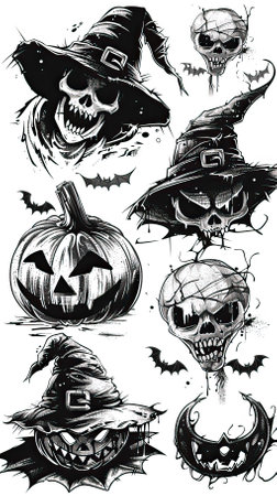 Halloween design elements set. Vector illustration ready for vinyl cutting.のイラスト素材