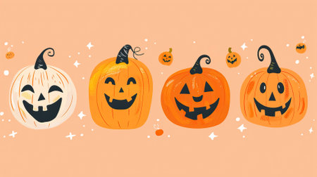 Halloween pumpkins vector illustration. Cute halloween pumpkins.