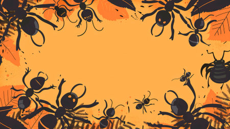 Halloween background with spiders and pumpkins. Vector illustration for design.のイラスト素材