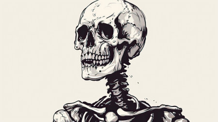 Skeleton. Hand drawn sketch. Vector illustration on white background.