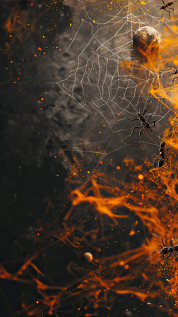 Halloween background with spider and cobwebs, halloween concept