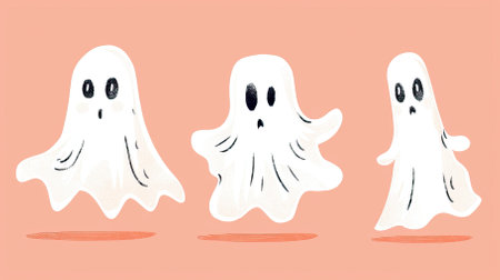Set of cute ghosts isolated on a white background. Vector illustration.