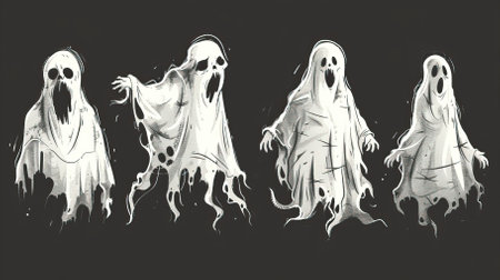 Halloween ghosts. Hand drawn illustration of ghosts. Vector illustration.