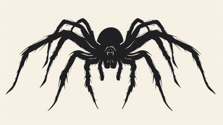 Spider on a light background. Vector illustration in black and white colors.のイラスト素材