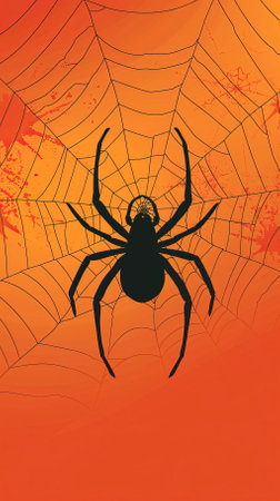 Spider on web. Halloween background. Vector illustration. Eps 10.のイラスト素材
