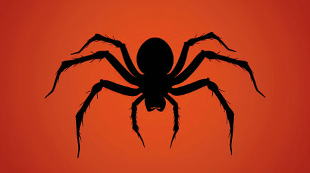 Spider silhouette on red background. Vector illustration. Eps 10. Halloween.のイラスト素材