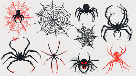 Set of spider icons isolated on white background. Halloween vector illustration.のイラスト素材
