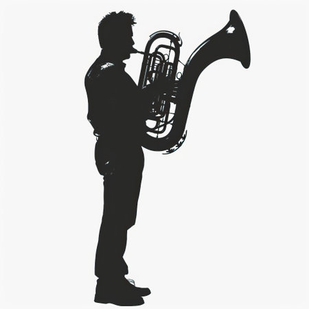 Silhouette of a man playing the saxophone on a white backgroundのイラスト素材