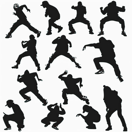 Set of silhouettes of ice hockey players on a white background.のイラスト素材