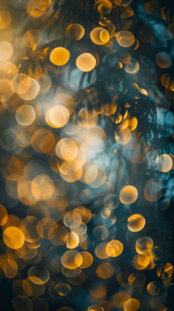 bokeh background of christmas tree with golden bokeh lightsのイラスト素材