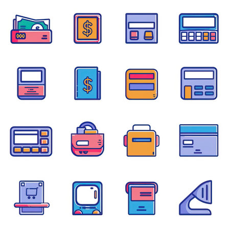 Set of credit card icons in flat color style. Vector illustration.のイラスト素材