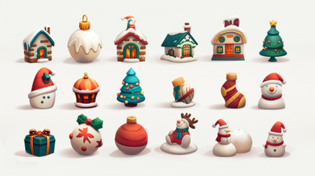 Merry Christmas and Happy New Year. Set of christmas icons.のイラスト素材