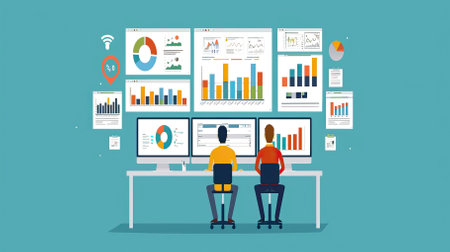Flat design illustration concepts for business analysis and planning, consulting, team work, project management, financial report. Concepts web banner and printed materials.のイラスト素材