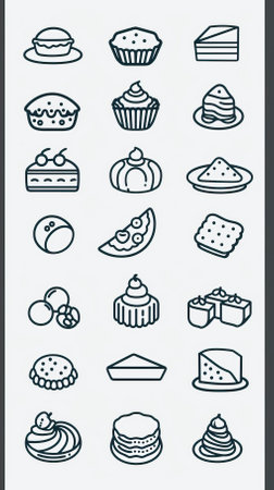 Set of bakery icons, vector illustration eps 10. Editable stroke.