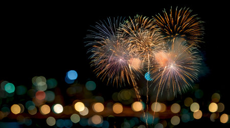 Beautiful firework display for celebrate new year and merry christmasのイラスト素材