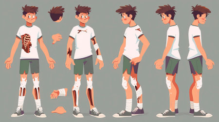 Soccer player set. Cartoon illustration of soccer player set for web designのイラスト素材