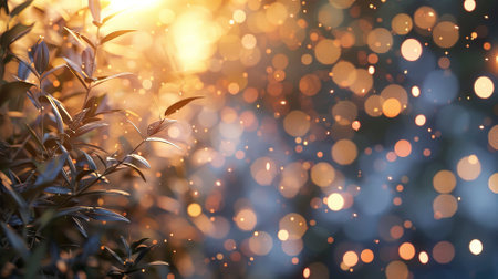 Beautiful bokeh lights on tree, closeup of photo