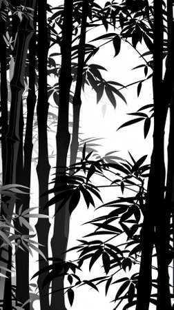 Bamboo forest background in black and white. Vector illustration for your designのイラスト素材