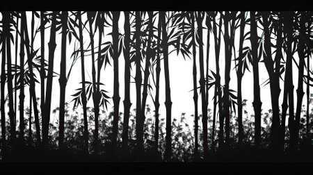Silhouette of bamboo forest with light and shadow on the wallのイラスト素材